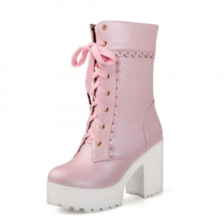 Chunky Lace Platform Boots