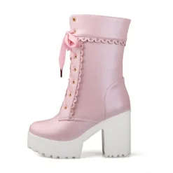 Chunky Lace Platform Boots