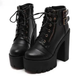 Chunky Lace Up Ankle Boots