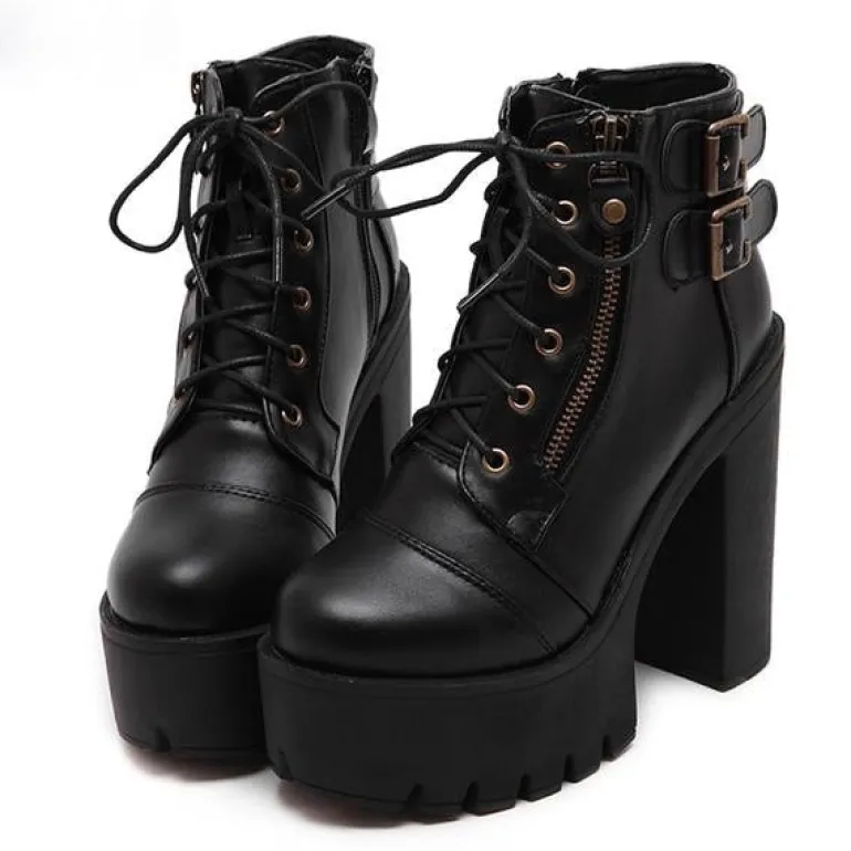 Chunky Lace Up Ankle Boots