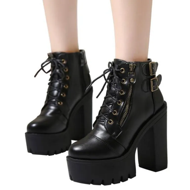 Chunky Lace Up Ankle Boots