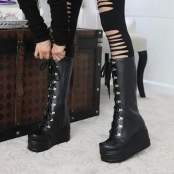 Chunky Platform Moto Boots