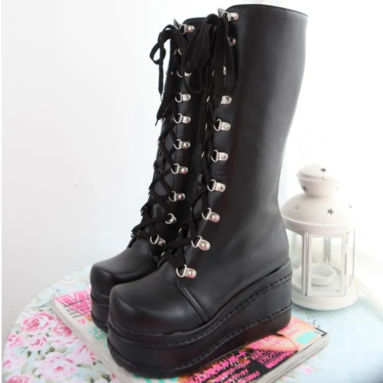 Chunky Platform Moto Boots