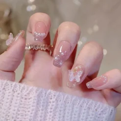 Clear Glittery Press On Nails