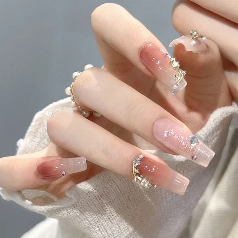 Clear Glittery Press On Nails