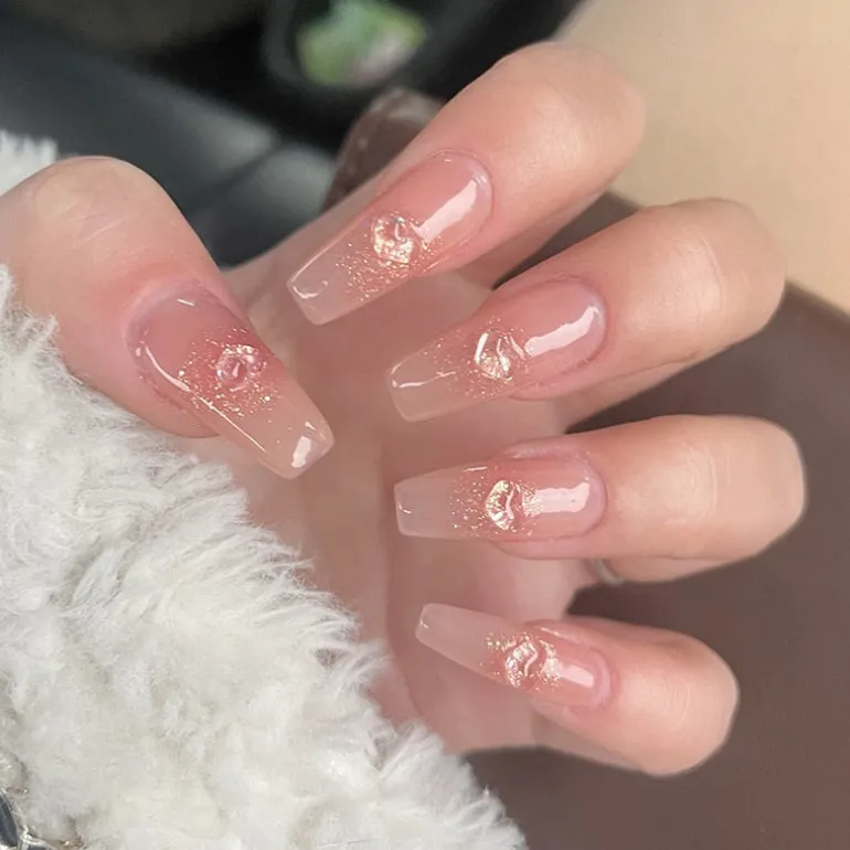 Clear Glittery Press On Nails