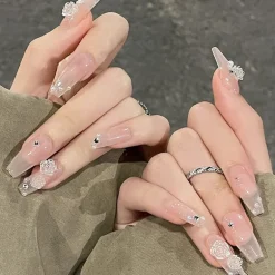 Clear Glittery Press On Nails