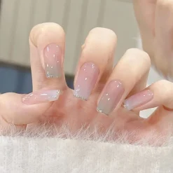 Clear Glittery Press On Nails