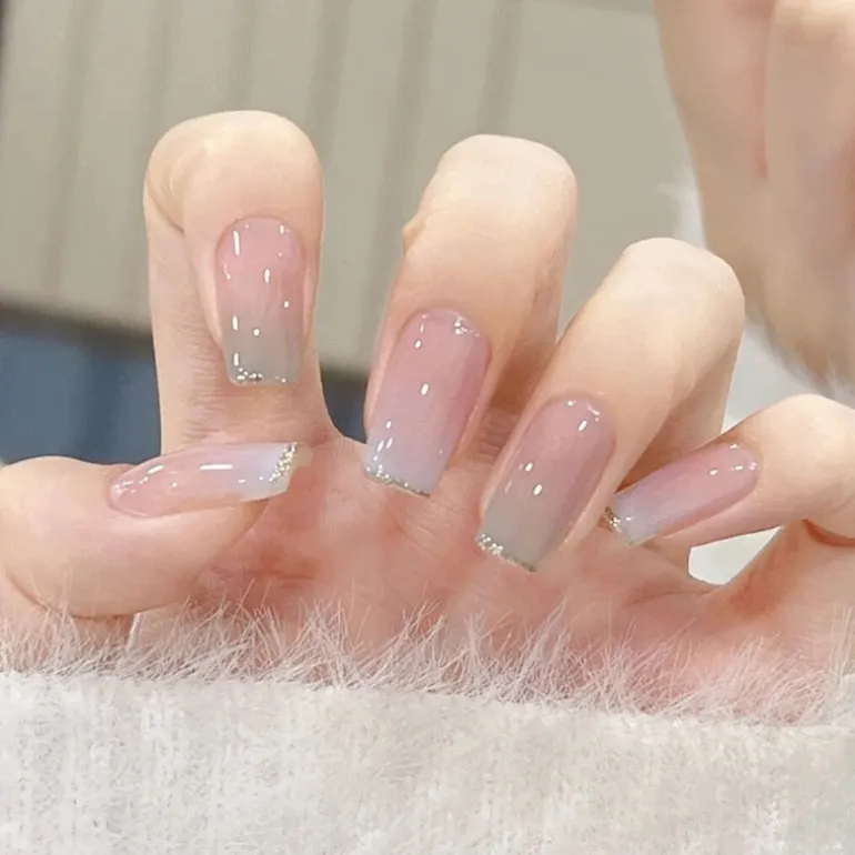 Clear Glittery Press On Nails