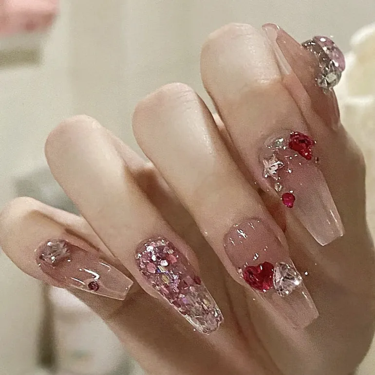 Clear Glittery Press On Nails