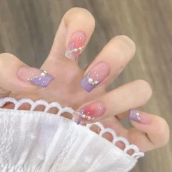 Clear Glittery Press On Nails
