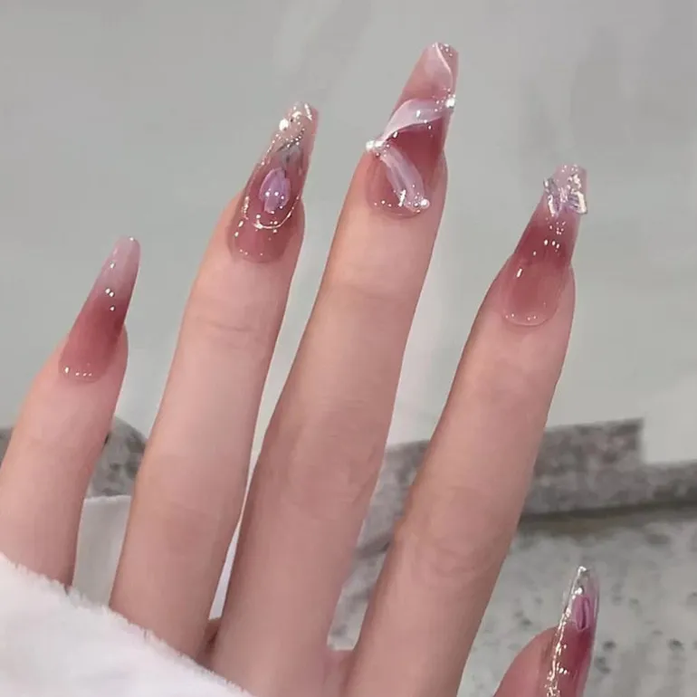Clear Glittery Press On Nails