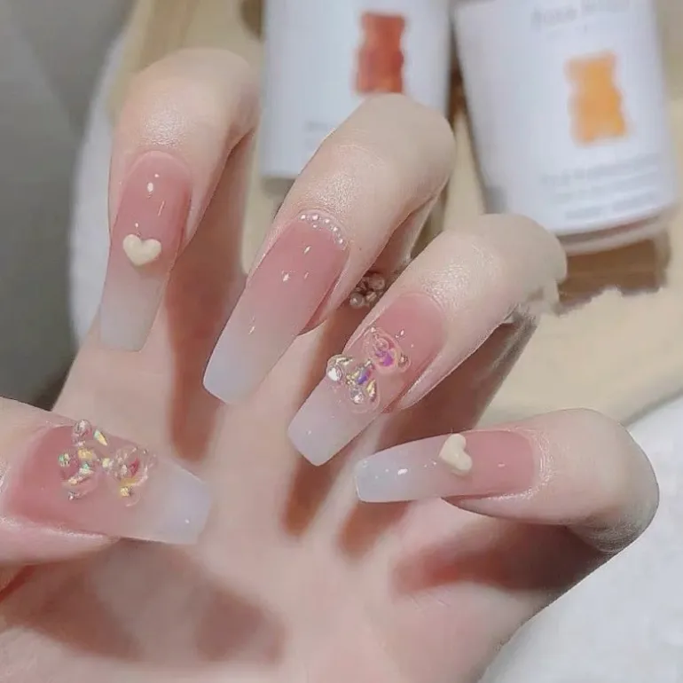 Clear Glittery Press On Nails