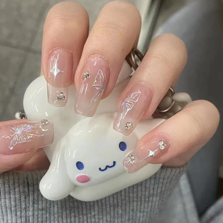 Clear Glittery Press On Nails