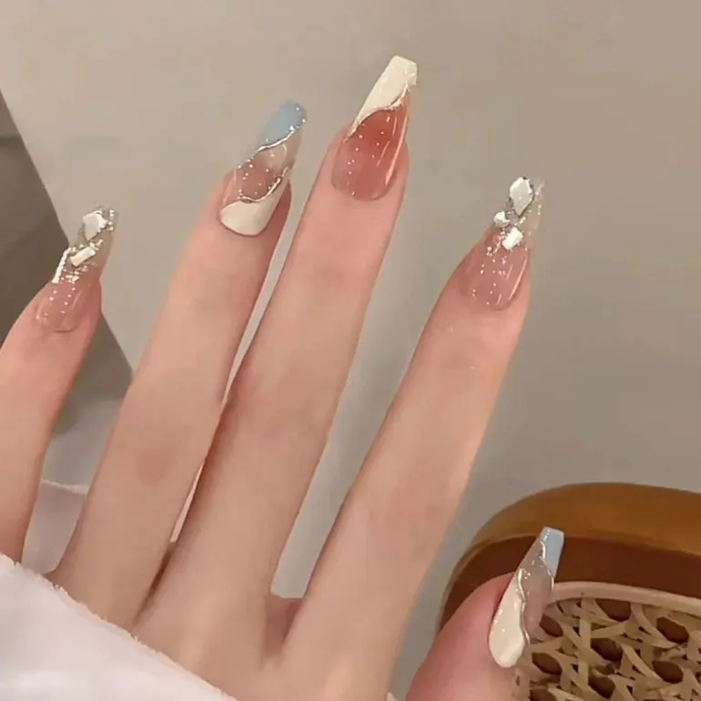 Clear Glittery Press On Nails