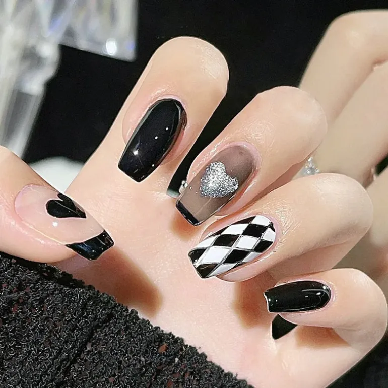 Clear Glittery Press On Nails