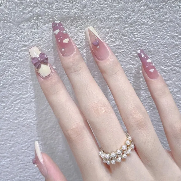 Clear Glittery Press On Nails