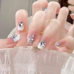 Clear Glittery Press On Nails