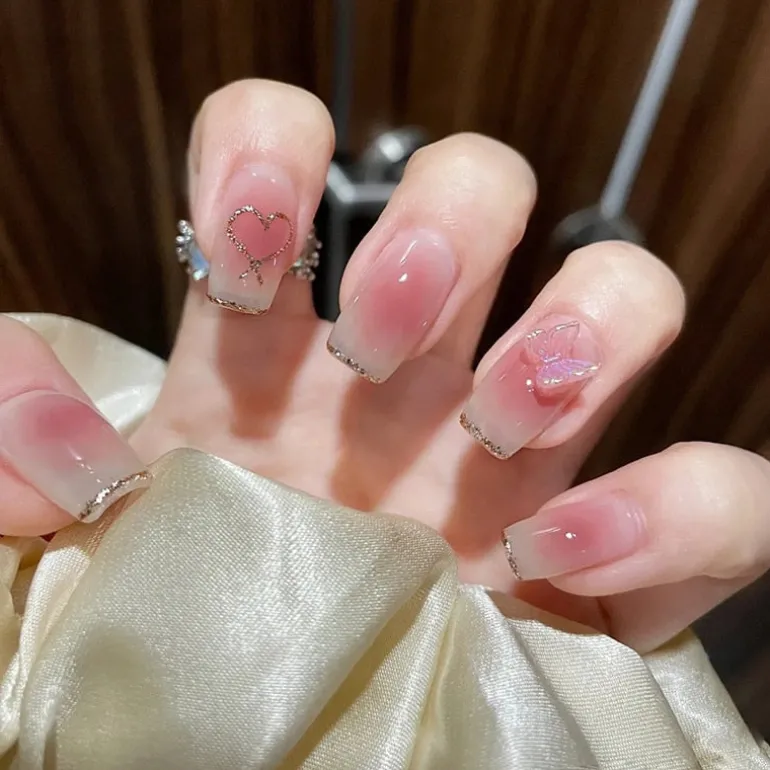 Clear Glittery Press On Nails