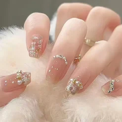 Clear Glittery Press On Nails