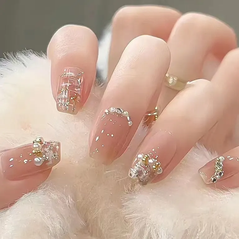 Clear Glittery Press On Nails
