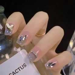 Clear Glittery Press On Nails