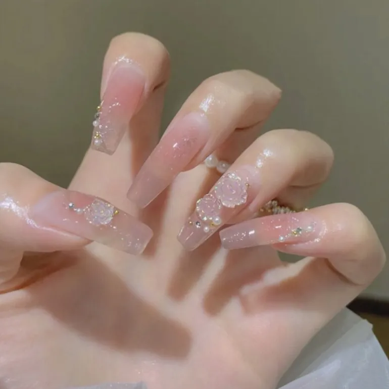 Clear Glittery Press On Nails