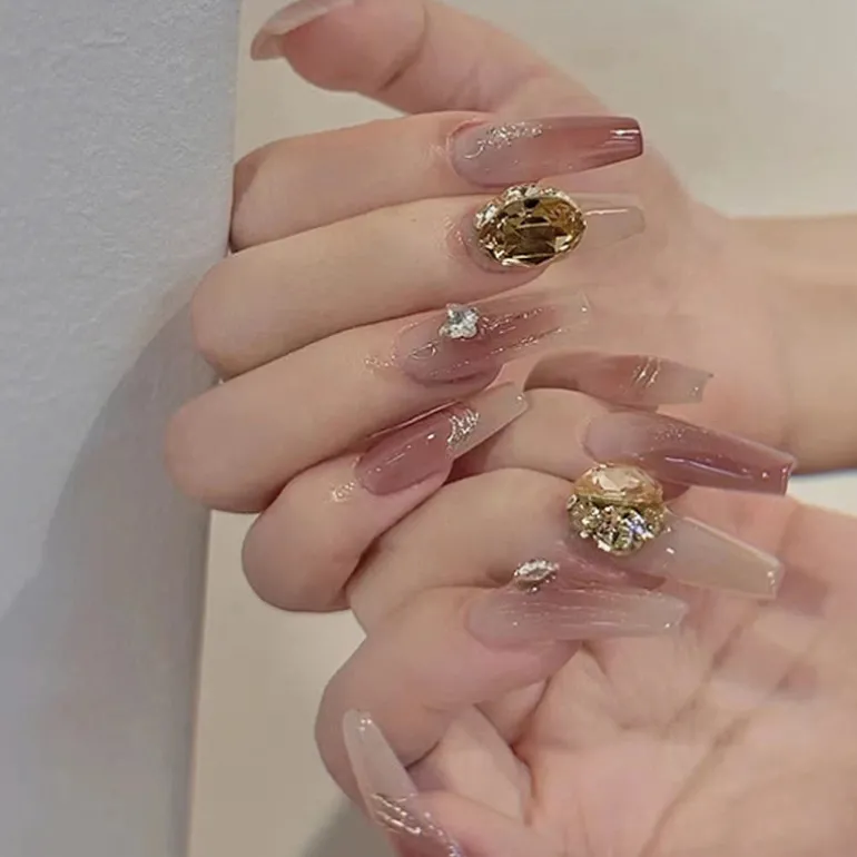 Clear Glittery Press On Nails