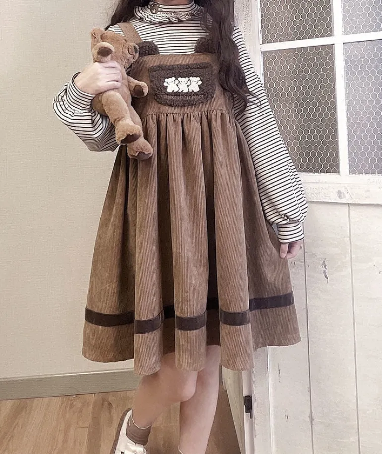 Corduroy Teddy Overall Dress