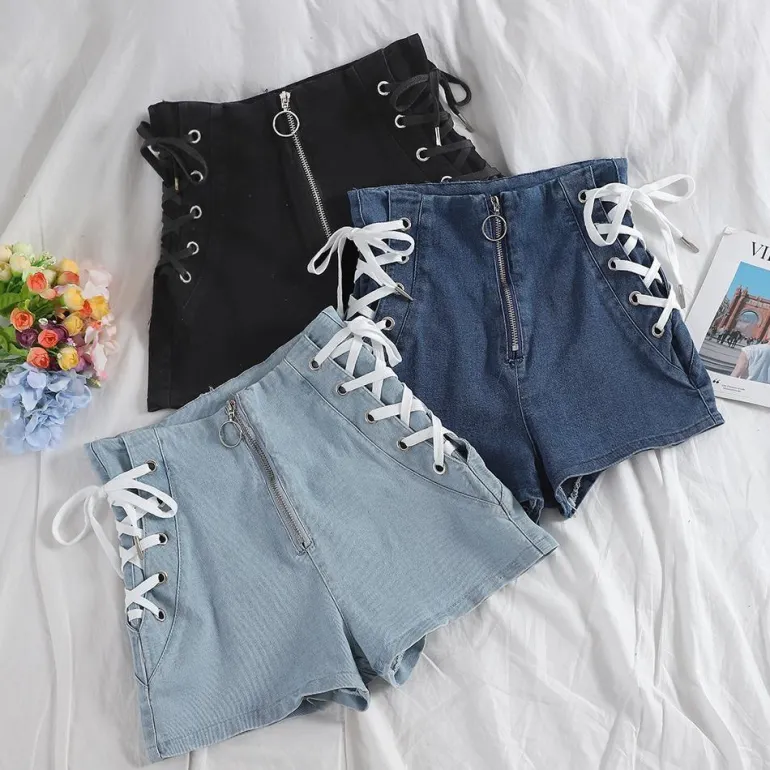 Corset Denim Shorts