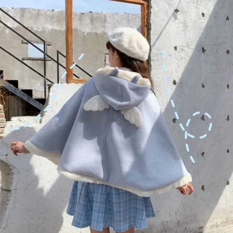 Cozy Blue Winter Poncho