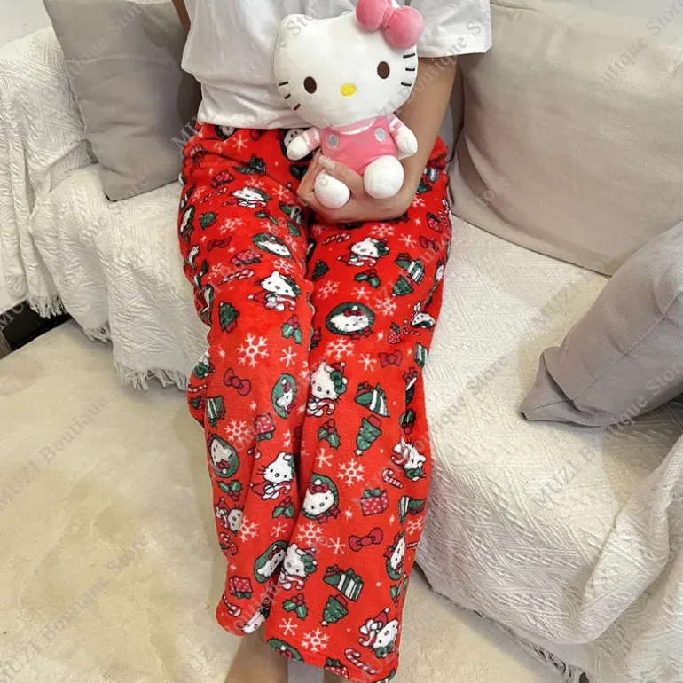 Cozy Holiday Kawaii Kitten Pajama Pants