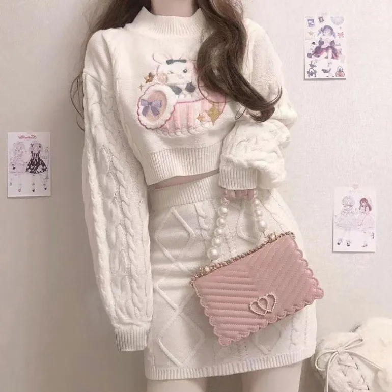 Cozy Knit Bunny Matching Set