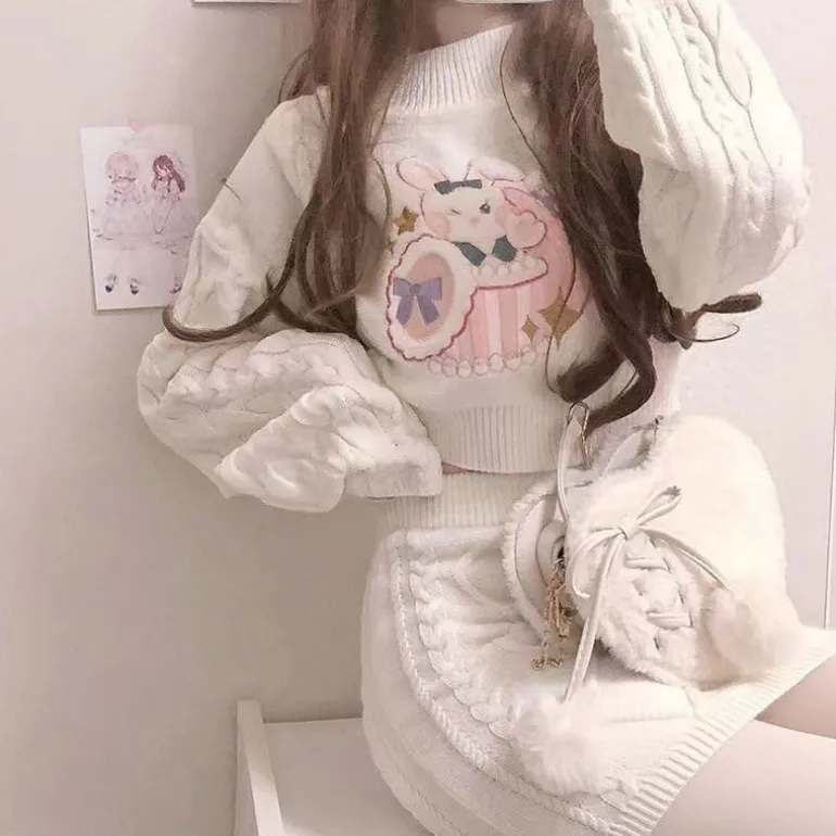 Cozy Knit Bunny Matching Set
