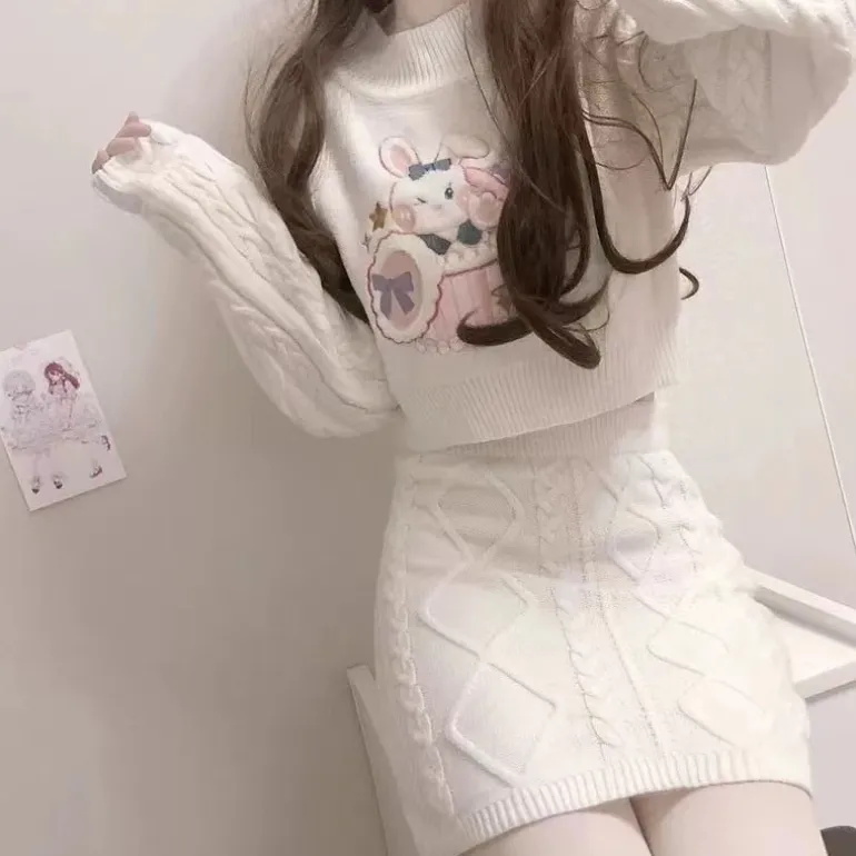 Cozy Knit Bunny Matching Set