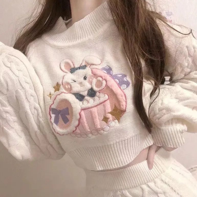Cozy Knit Bunny Matching Set