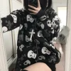 Cozy Skull Zip Up Oversized Hoodie