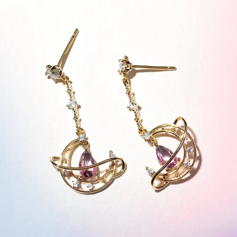 Crescent Moon Drop Earrings