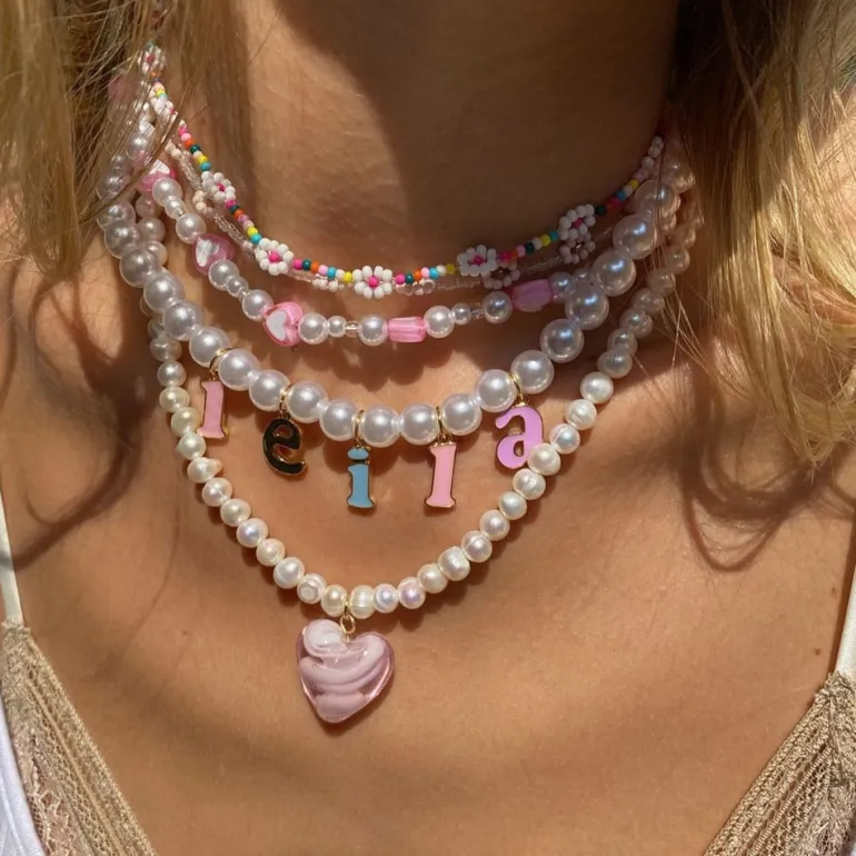 Custom Pearl Name Necklace