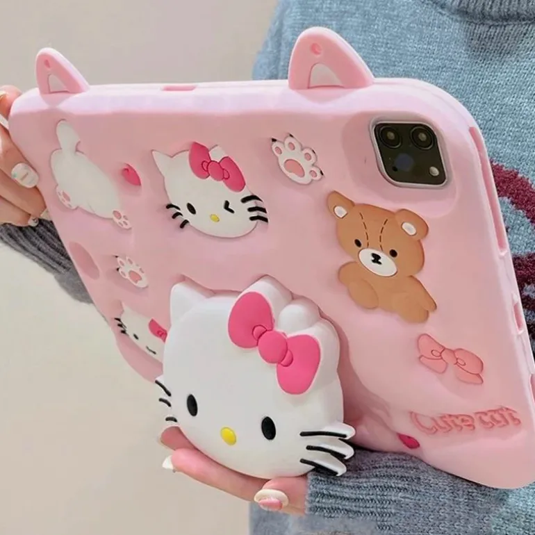 3d Pink Kitten iPad Case