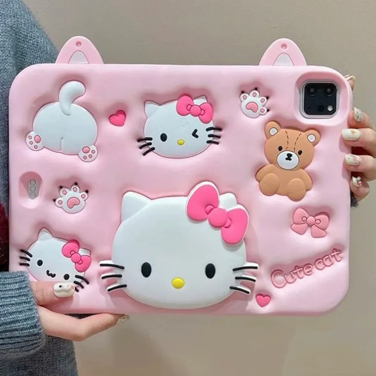 3d Pink Kitten iPad Case