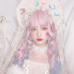 Dainty Blue Pink Ombre Wig