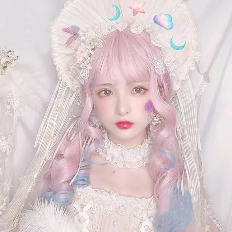 Dainty Blue Pink Ombre Wig