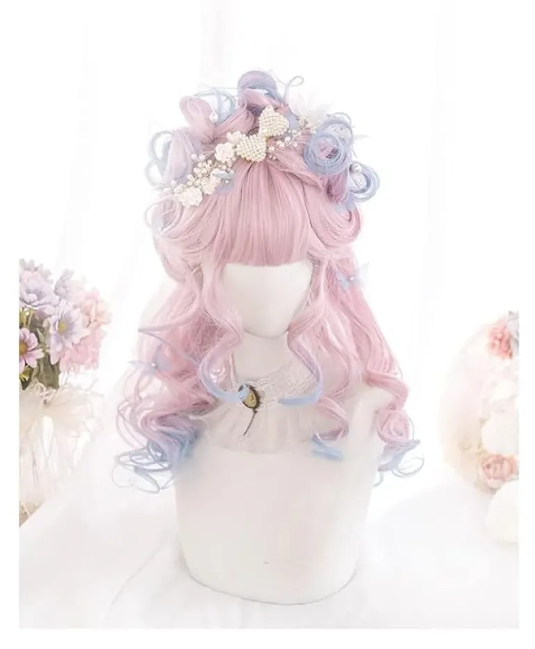 Dainty Blue Pink Ombre Wig
