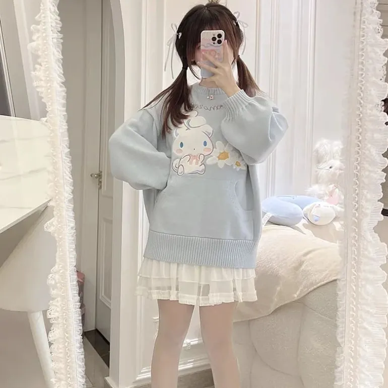 Daisy Puppy Knit Crewneck