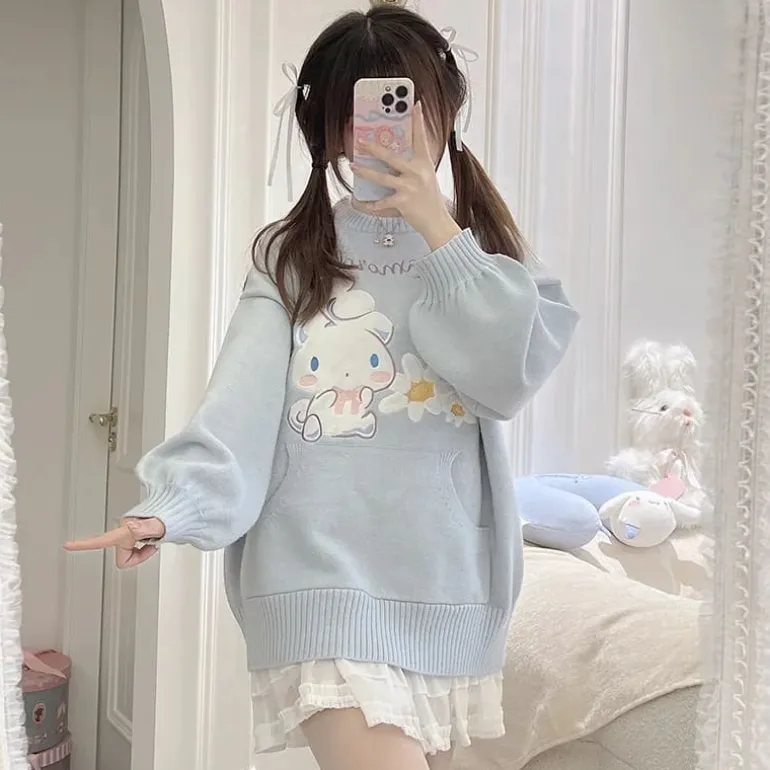 Daisy Puppy Knit Crewneck
