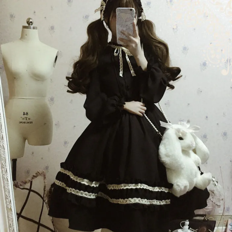 Dark Academia Black Dress