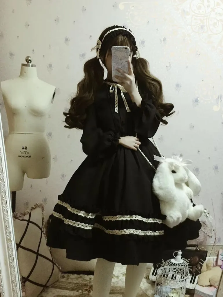 Dark Academia Black Dress