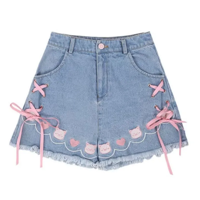 Denim Neko High Waisted Shorts