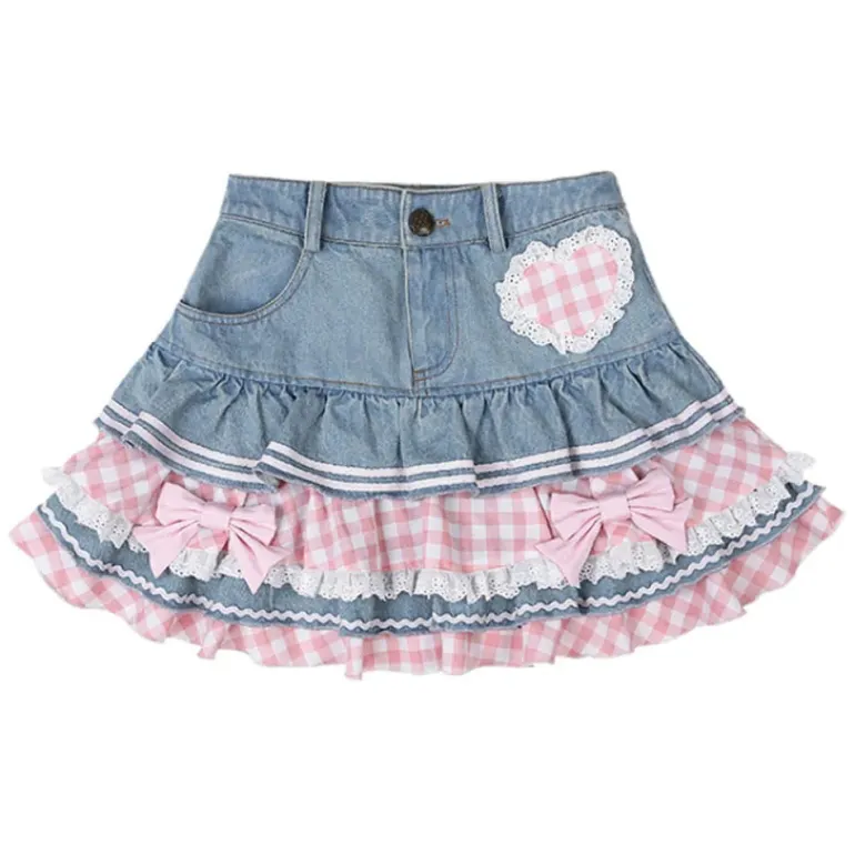 Denim Sweetheart Plaid Miniskirt